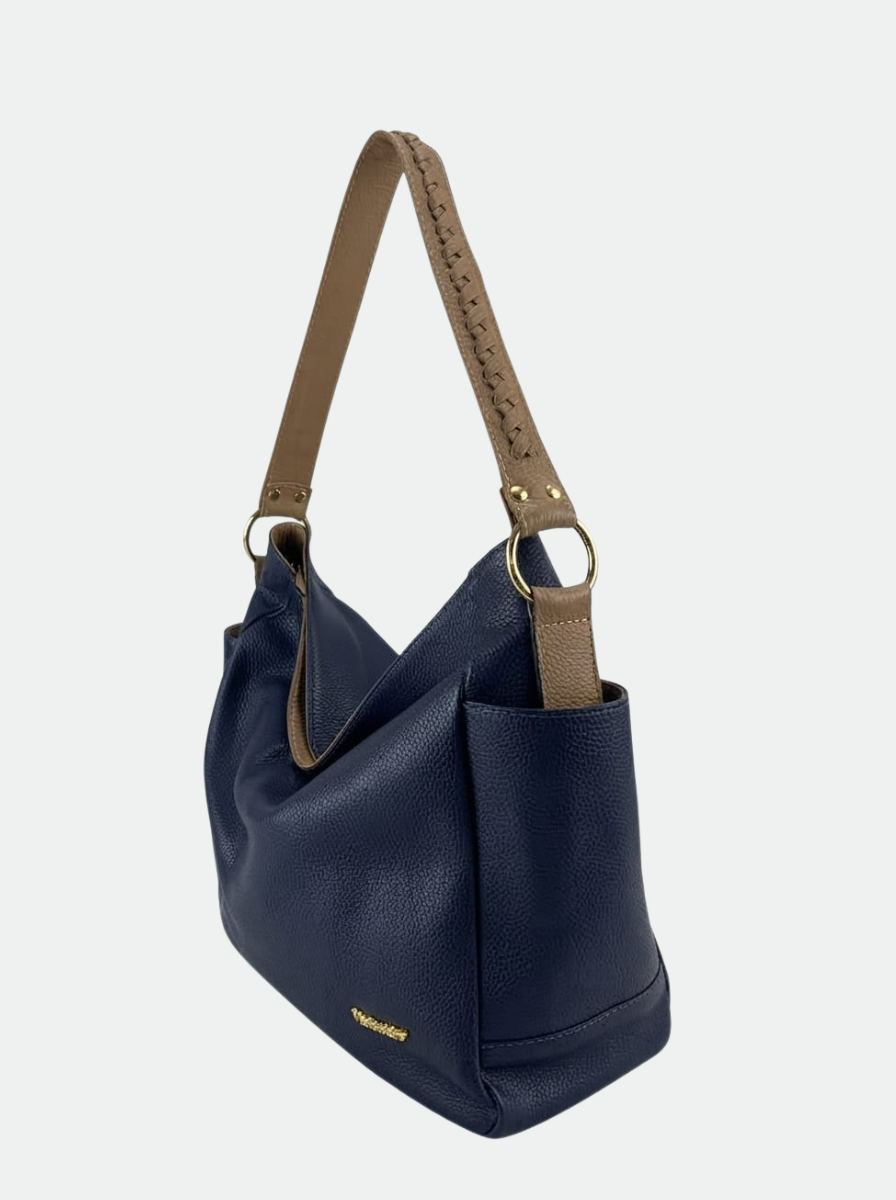 Bolsa Azul-Marinho em Couro Legítimo - Imagem 3
